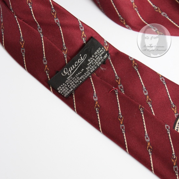 Gucci Necktie Mens Horse Bit Silk Equestrian Rare Print Vintage with COA - Picture 11 of 12